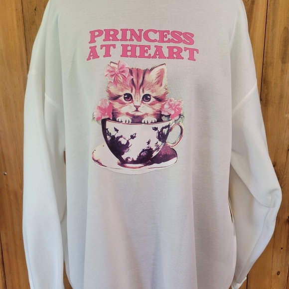 White 'Princess at Heart' Cat Sweatshirt - Picture 3 of 7